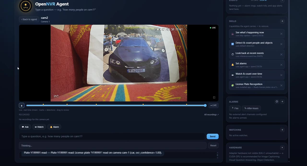 Camera agent demo: agent answering