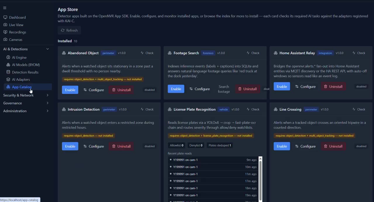 OpenNVR demo: detections on screen
